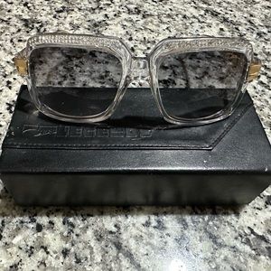 Cazal 607 065 Unisex Clear Frame Grey Gradient Lens 56MM with Swarovski crystals